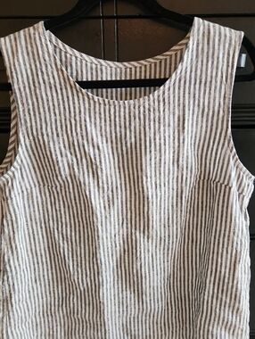 Len Ok Striped Linen Tank